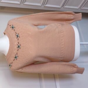 Skiva Vintage Acrylic Floral Sweater Size Large